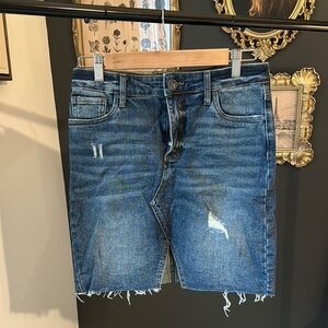 Denim Distressed Mini Jean Skirt